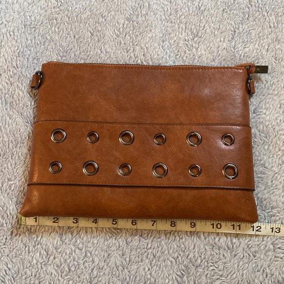 Faux Brown Leather Crossbody/Clutch - Picture 9 of 10